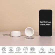 GDCZ 6 件白色陶瓷迷你酱料碟，圆形调味碗，适用于盛放番茄酱、辣椒酱、黑胡椒酱等。适用于洗碗机和烤箱 - 白色 - 查看 6