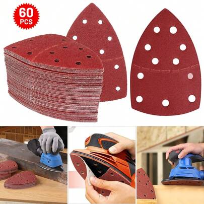 60x Sanding Sheets Triangle Mouse Detail Sander Pads 40 60 80 120 180 240 Grit Tools