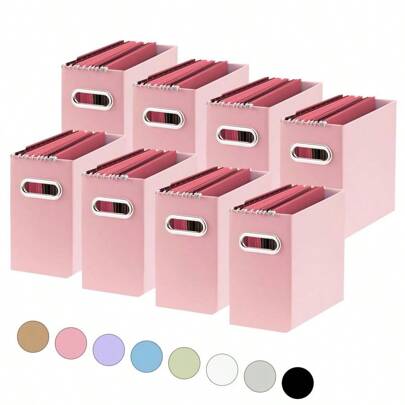 Organizer, Small Storage Box, Cardboard File Folder Organizer, Collapsible File Box, Hanging File Organizer For Letter Size, Portable File Box With Handle, Only Box