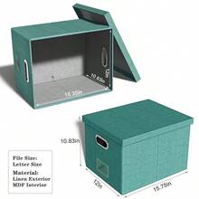 Caja organizadora de archivos, caja de archivo con tapa, caja de archivo para almacenamiento de carpetas de archivo tamaño carta/oficio, caja de archivo colgante portátil para oficina/decoración/hogar, 1 paquete, solo caja negra - Bosque verde - Ver 4