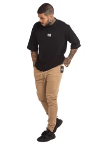 Men's Women's Jeans/Twill Jogger Pants With Elastic Cuff Unisex Fashion - 米色 - 查看 3