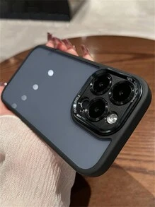 适用于 17 Air 16 15 14 13 12 Pro Max 11 的奢华金属相机壳，哑光透明字母镜头保护盖（适用于 15 Pro Max） - 黑色 - 查看 3