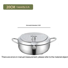 1pc Thermometer With Lid Frying Pan, Stainless Steel Frying Pan With Temperature Control And Oil Droplet Filter Rack, Suitable For Kitchen French Fries, Chicken, Etc., Universal For Gas Stove And Induction Cooker, Kitchen Cookware, Outdoor Barbecue, Deep Frying, Mother's Day Gift