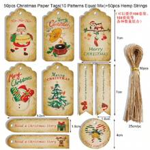 1pc 50 Thread Christmas Kraft Paper Gift Label - Perfect For DIY Handicrafts, Unique And Cute Holiday Decoration Gift Packaging Accessories,Christmas - Multicolor - View 12