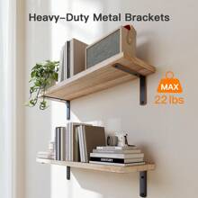 Floating Shelves, Bathroom Shelves Over Toilet, Wall Mounted Floating Shelves With Wire Basket, Wooden, 3 Shelves, 16.5x6x5.5 In - Tự nhiên - Xem 5