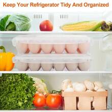 2Pcs Plastic Egg Holder Stackable Egg Storage Box Egg Rack For Refrigerator 18 Cavity Per Container Dishwasher Safe
