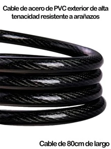 Anti-Theft Coiled Steel Cable Chain Lock For Bicycle And Motorcycle Vmingo Mexico - Black - View 3