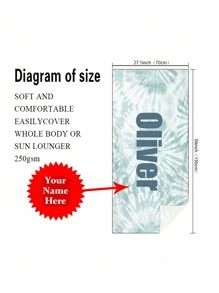 1 chiếc khăn tắm biển in chữ tùy chỉnh, thấm nước tốt, tuyệt vời cho hồ bơi, cắm trại, cực kỳ thoải mái, quà tặng hoàn hảo cho gia đình và bạn bè - Nhiều màu - Xem 3