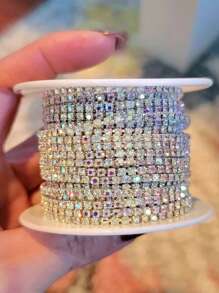 10Yards/Roll SS6-SS16 Crystal Rhinestones Chain Sliver Base Sew-On Glue-On For Clothes DIY Garment Accessories Trim Chain