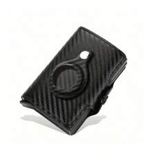 阻挡铝合金双层扣男士小号碳纤维皮革超薄钱包优质男士钱包圣诞礼物感恩节礼物卡夹钱包名片夹男士信用卡夹迷你钱包卡片钱包射频识别钱包 - 彩色 - 查看 21