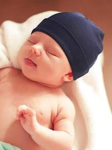 6pcs/Set Newborn Baby 0-6M Plain Thermal Ion Soft Simple Daily Caps, Suitable For Infant Daily Use - Multicolor - View 5