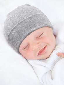 6pcs/Set Newborn Baby 0-6M Plain Thermal Ion Soft Simple Daily Caps, Suitable For Infant Daily Use - Multicolor - View 2