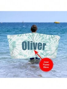 1 chiếc khăn tắm biển in chữ tùy chỉnh, thấm nước tốt, tuyệt vời cho hồ bơi, cắm trại, cực kỳ thoải mái, quà tặng hoàn hảo cho gia đình và bạn bè - Nhiều màu - Xem 2