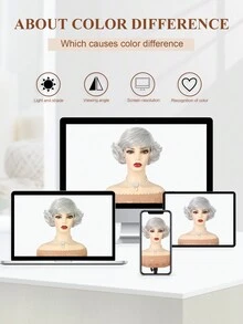 卷曲白色假发自然分层合成假发万圣节角色扮演服装女士假发 - 白色 - 查看 6