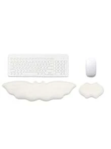 1 Set Bat-Shaped PU Leather Keyboard Wrist Rest And Mouse Wrist Pad With Anti-Slip Silicone Bottom, Soft And Comfortable, Hand Support To Relieve Fatigue, Suitable For Office Desktop Computer/Laptop Workstation, Luxury Wrist Rest