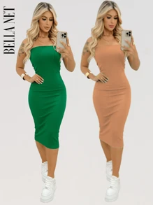 BELLA  NET Women Dresses - 1 Verde - 1 Nude - Xem 1