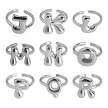 1 chiếc nhẫn chữ cái mạ vàng thời trang, nhẫn hở cổ điển tối giản A-Z, quà tặng trang sức dự tiệc cho phụ nữ - Bạc - Xem 6