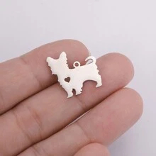 1入不鏽鋼動物吊墜，包括海馬、馬蹄鐵、狗、蝙蝠、龍和狐狸形狀，可DIY為項鍊或手鍊 - 動物系列 - 查看 31