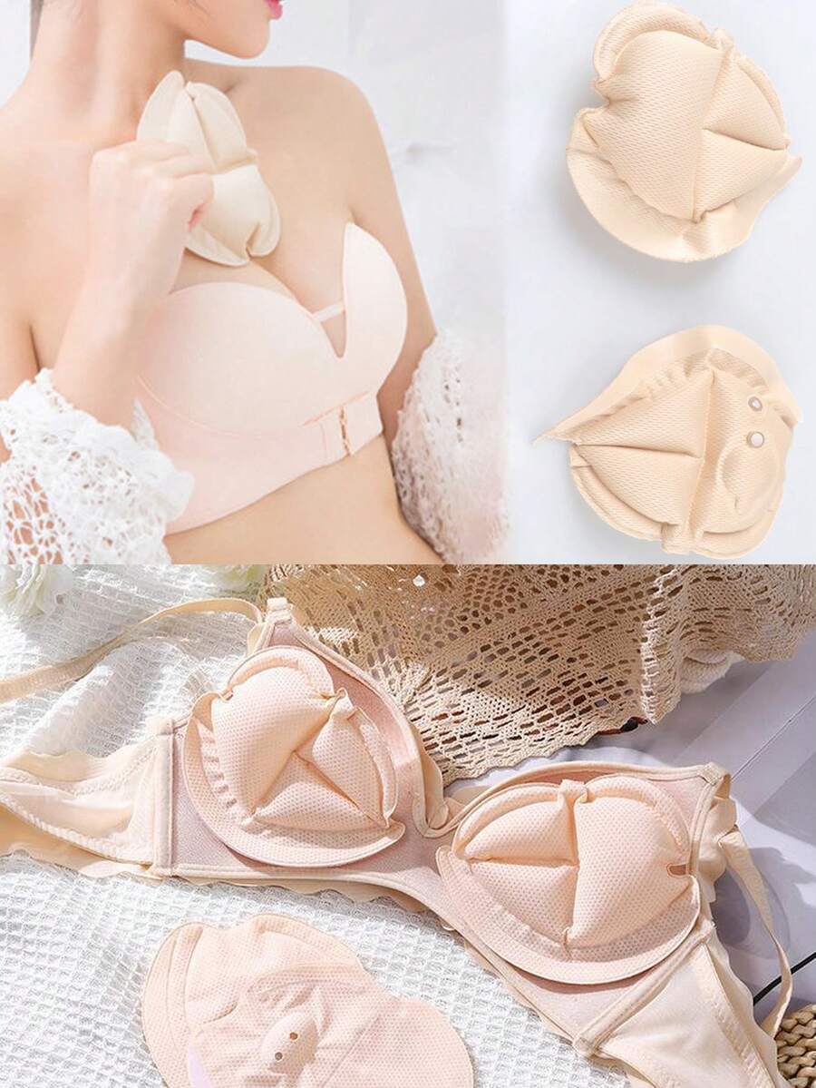 2pcs Invisible Push-Up Inflatable Bra Pads, Easy To Wear For Various Outfits - Apricot - View 1