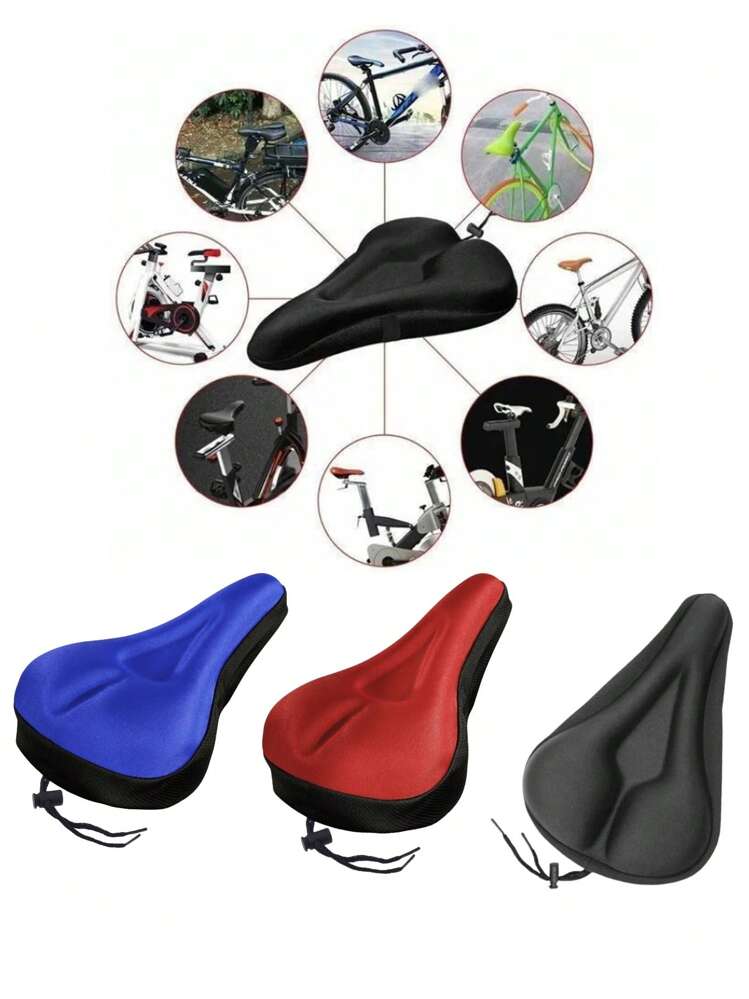 1个弹簧透气加厚自行车座垫，柔软舒适户外山地车鞍座，骑行座垫配件 - 彩色 - 查看 5
