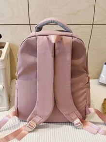 Back To School Large Capacity Waterproof Backpack, Suitable For High School, College And University Students, Men And Women, Casual And Versatile Design, Commuting And Travel - Pink - View 9