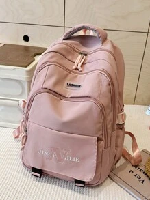 Back To School Large Capacity Waterproof Backpack, Suitable For High School, College And University Students, Men And Women, Casual And Versatile Design, Commuting And Travel - Pink - View 4