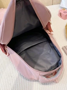 Back To School Large Capacity Waterproof Backpack, Suitable For High School, College And University Students, Men And Women, Casual And Versatile Design, Commuting And Travel - Pink - View 7