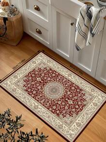 1入紅色復古風格損毀矩形地毯，易於清潔和機洗，適用於走廊、床邊、客廳、臥室、家居裝飾、房間裝飾 - 彩色 - 查看 19