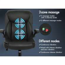 ALFORDSON Massage Office Chair, Computer Office Chair, PU Leather Chair 150kg Load Capacity - Black - View 4