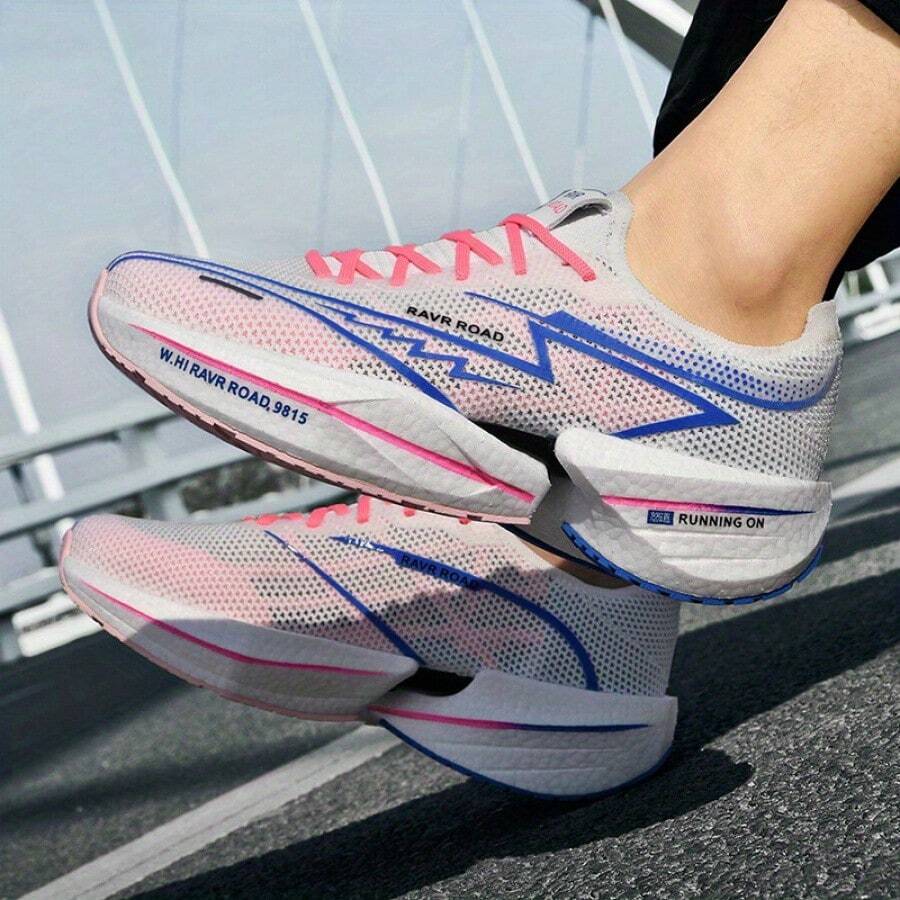 Zapatillas de running con placa de carbono, profesionales para maratón, con amortiguación de impactos, zapatos deportivos para correr en pareja - Beis - Ver 1