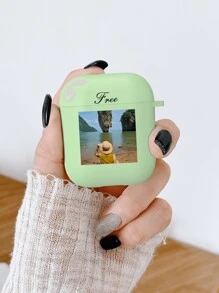 1 pièce Housse de casque personnalisée avec image et texte imprimés, étui pour AirPods