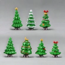 7pcs Christmas Snow Scene Landscaping Mini Ornaments Micro Landscape Christmas Tree Accessories A Variety Of Large And Small Simulation Trees,Christmas - Multicolor - View 2