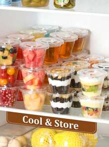 50个160毫升/120毫升/60毫升透明塑料杯带盖迷你杯酱汁杯小蛋糕杯一次性带盖杯子透明饮水杯塑料杯派对用品适用于冰咖啡、冰沙、沙拉酱、奶昔和冷饮非常适合婚礼、派对、生日庆祝 - 米色 - 查看 3