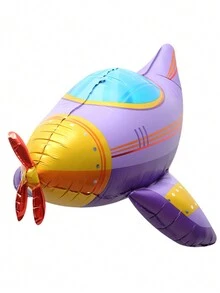 Globos de aluminio con diseño de avión de dibujos animados 3D, decoración y accesorios de fondo para fiesta de cumpleaños - Multicolor - Ver 4