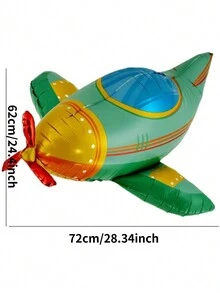 Globos de aluminio con diseño de avión de dibujos animados 3D, decoración y accesorios de fondo para fiesta de cumpleaños - Multicolor - Ver 2