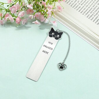 New Creative Cute Cat Book Lovers Club Admission Volume Silver Stainless Steel Metal Bookmark Creative Reading Accessories Reading Gifts For Friends,School Supplies,Back To School