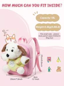 Mochila de Boneca de Cachorrinho Fofo com Zíper para Meninas e Meninos Crianças, Mochila Escolar Leve Mochila Bolsa Escolar com Alça Ajustável para Crianças do Jardim de Infância, Estudantes do Ensino Fundamental e Médio, Mochila de Notebook Viagem Kawaii, Mochila Casual À Prova D'água, Boneca de Desenho Animado Pode ser Desmontada, Mochila Essencial para Férias de Verão, Opção de Cores Diversas