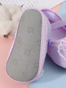 1 đôi giày trẻ sơ sinh chống trượt thích hợp cho trẻ mới biết đi trong nhà, giày đế bằng mềm mại có thiết kế nơ dễ thương. - Màu tím - Xem 2