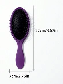 1支中号椭圆形哑光塑料防毛躁发梳，干湿两用，女士及妈妈适用，美发造型工具，美容院及旅行必备 - 紫色 - 查看 5
