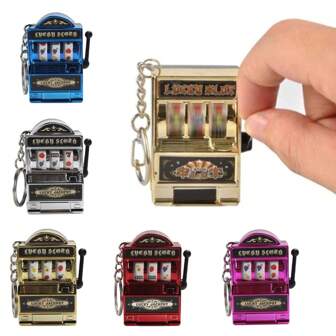 1 PC Mini Gambling Slot Machine Game Keychains Mini Lucky Charm Jackpot Keychains Pocket Antistress Model Bag,Slot Machine Keychain,Mini Bag Keychain,Lottery Scratcher