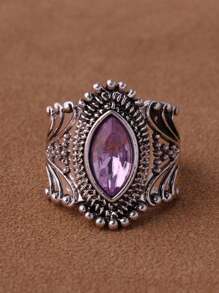 1 Peça Anel Oval com Textura de Pedra Semipreciosa Falsa de Estilo Vintage Nepal, Disponível em Várias Cores