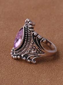 1 Peça Anel Oval com Textura de Pedra Semipreciosa Falsa de Estilo Vintage Nepal, Disponível em Várias Cores