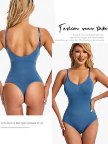 Women's One-Piece Slim Body Shaper Postpartum Abdomen Control Waist Trainer - Navy Blue - View 5