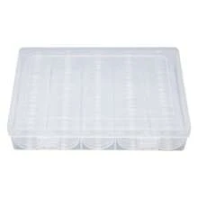 Paquete de 100 cápsulas de monedas de 1.181 in con junta protectora blanca y caja organizadora de almacenamiento de plástico para suministros de colección de monedas, cápsulas de plástico - Blanco - Ver 3