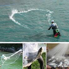 Fishing Cast Net Set (Cast Net + Fishing Bucket + Shuttle + Quick -Drying Towel), Handmade American Saltwater Freshwater Monofilament Nylon Net With Heavy Duty Real Zinc Sinker Weights For Bait Trap Fish 4/ 5/ 6/ 7/ 8/ 9/ 10Ft Radius, 3/ 8 Inch Mesh - 藍色 - 查看 7