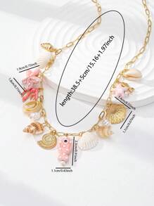 1pc Contas de vidro artesanais, estrela do mar, peixe, colar de pingente de coral para mulheres (formato e cor variam)