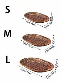 3 件/2 件/1 件手工编织藤条食物托盘、小吃篮、水果篮、面包篮、薯条篮、炸鸡篮、野餐篮、烧烤篮、可重复使用的早餐/饮料盘，用于家庭装饰和整理 - 橢圓型 - 查看 3