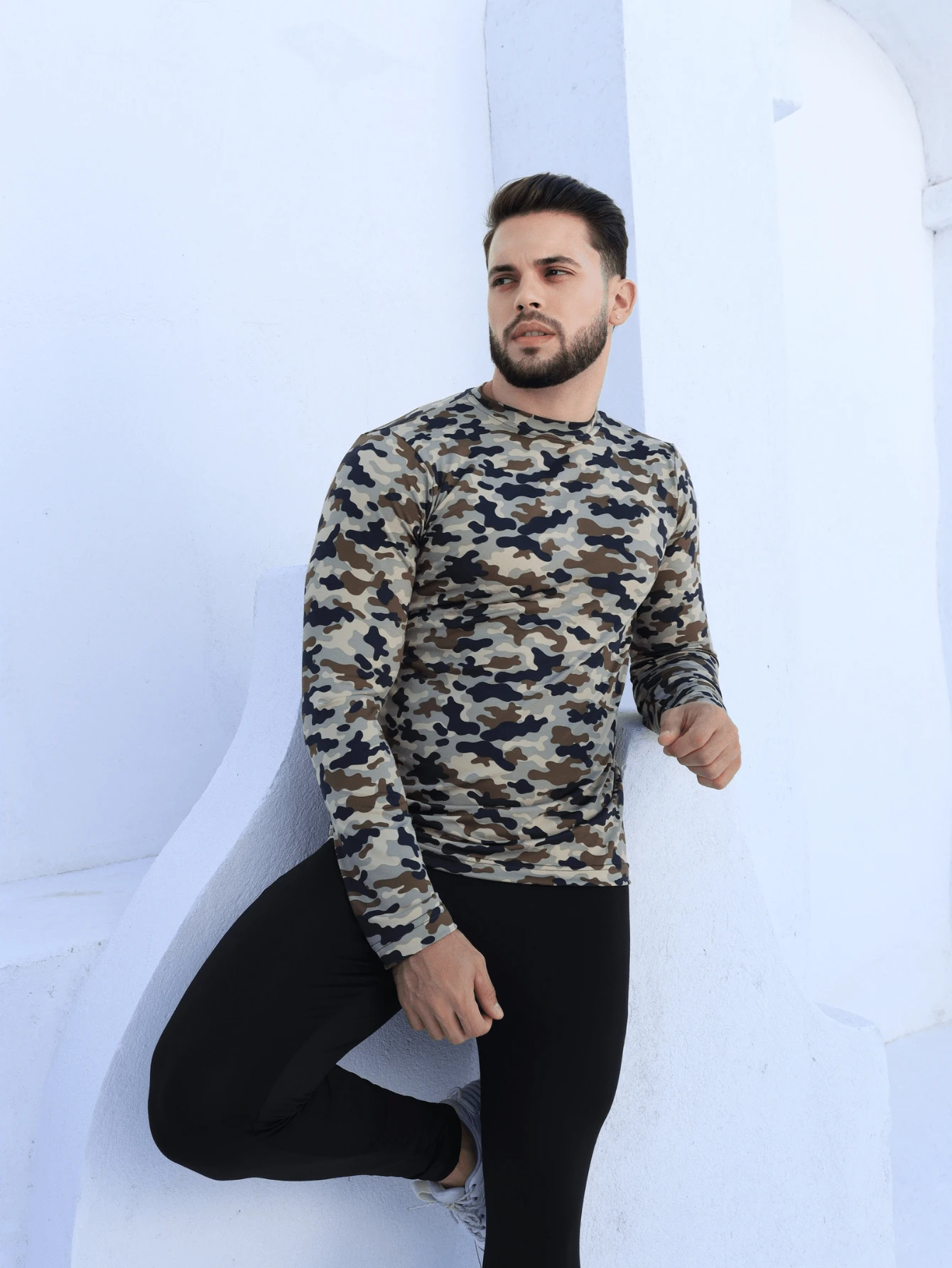 Men's Camouflage Thermal Shirt With UV 50+ Protection - 偽裝 - 查看 1