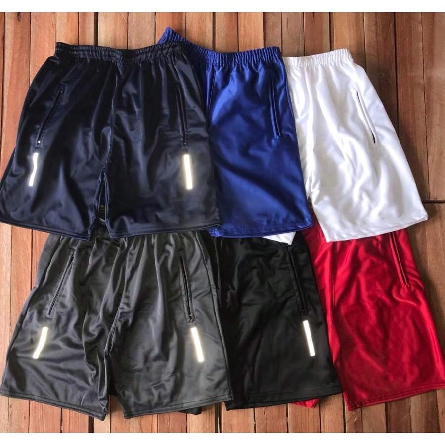 Kit With 5 Bermuda Dry Fit Sports Training Shorts With Pocket (Reflective Strips) - Multicolor - View 1