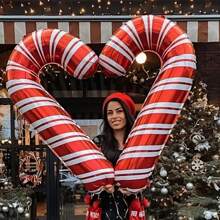85*40cm Balões Grandes de Bastão de Doce de Natal de Folha Metálica, Balões Vermelhos de Bastão de Doce de Natal para Decoração de Árvore de Natal, 2/5/10 Peças, Natal